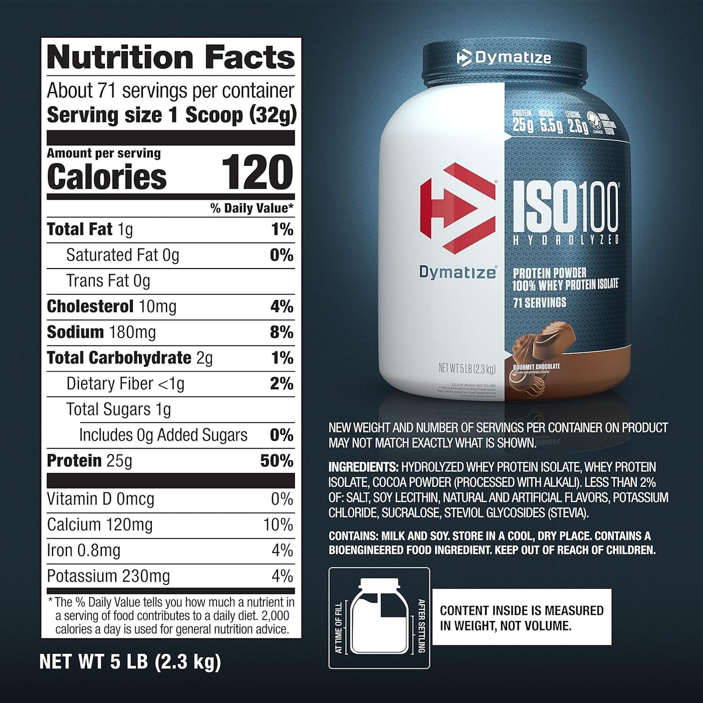 Dymatize Iso100 Hydrolyzed 100% Whey protein isolate Nutrition Value
