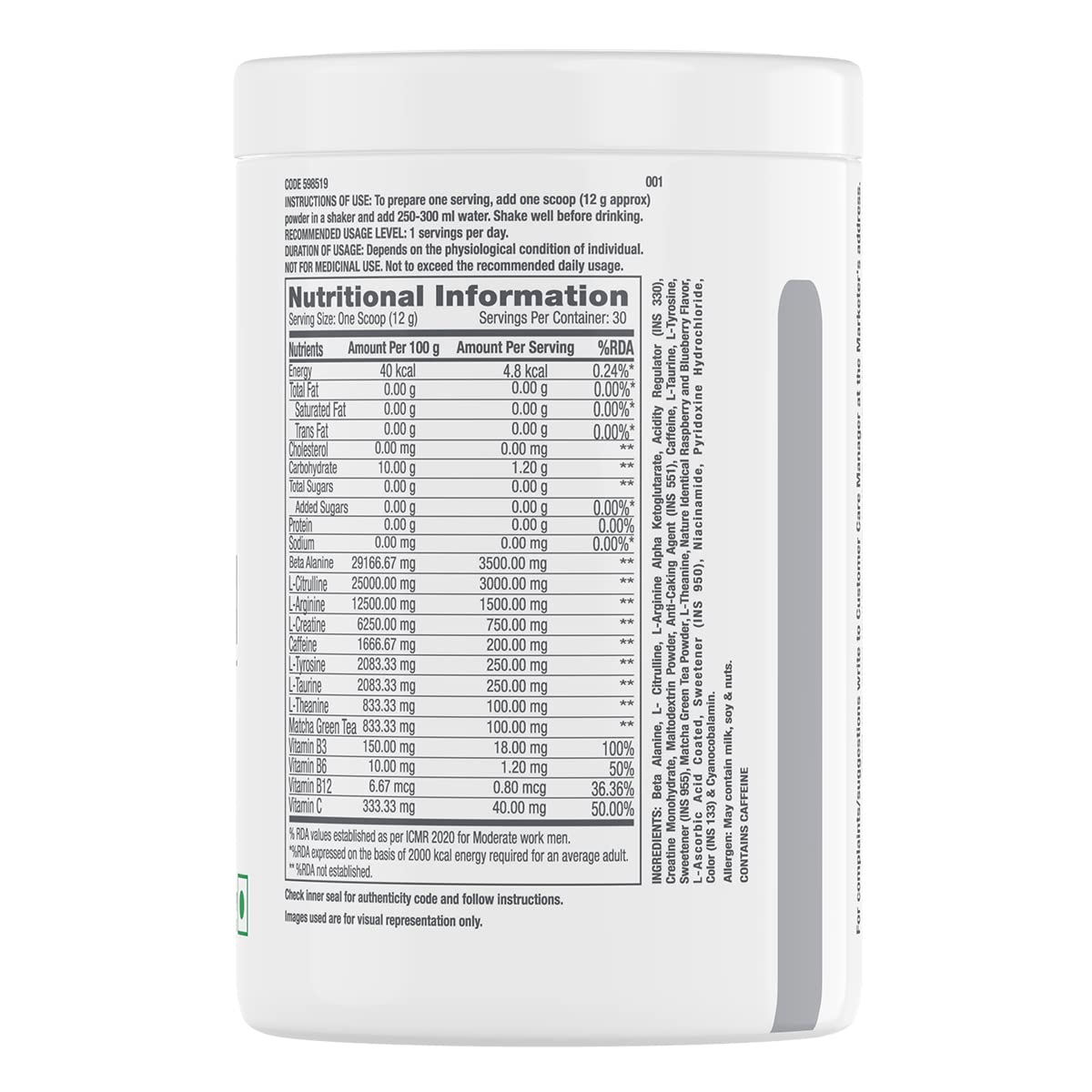Gnc Pre-workout 360g (12.7 oz.)