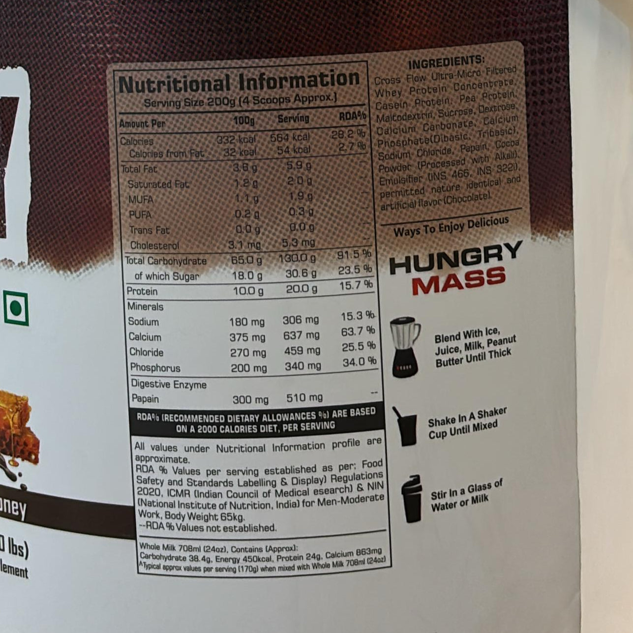 Hungry nutrition mass gainer 4.5kg (10 lbs)