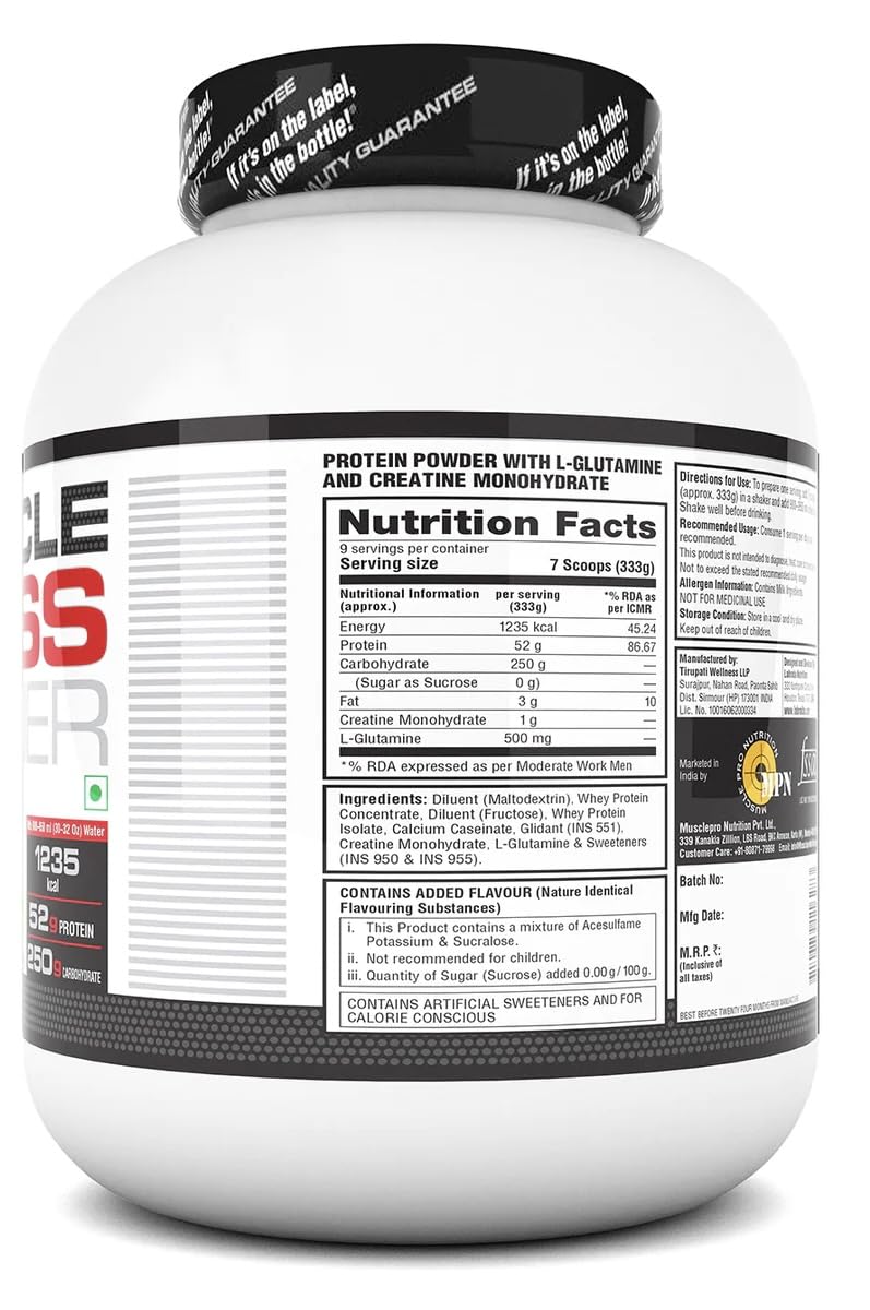 Labrada Muscle mass gainer 3kg (6.61 lbs.) Nutrition facts