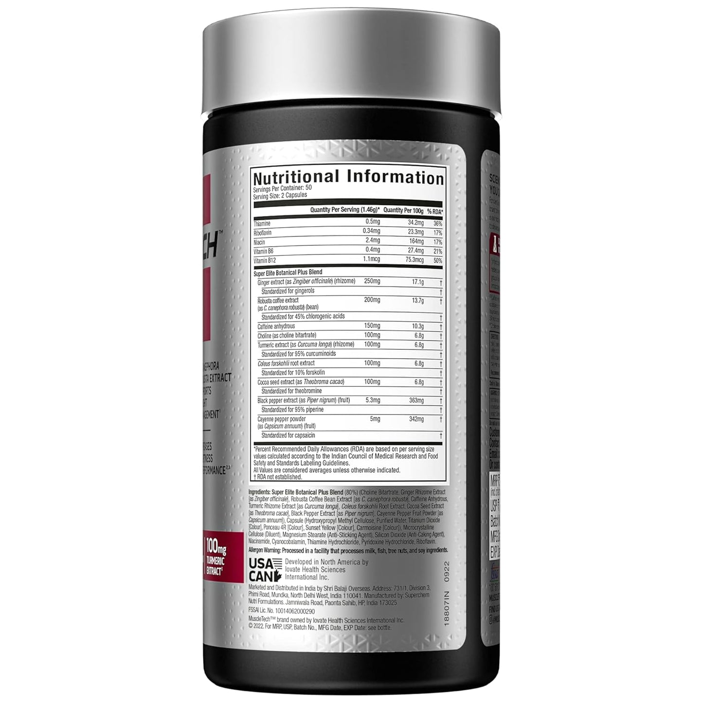 Muscletech Hydroxycut Hardcore super elite Fat Burner (100 Veggie capsules)