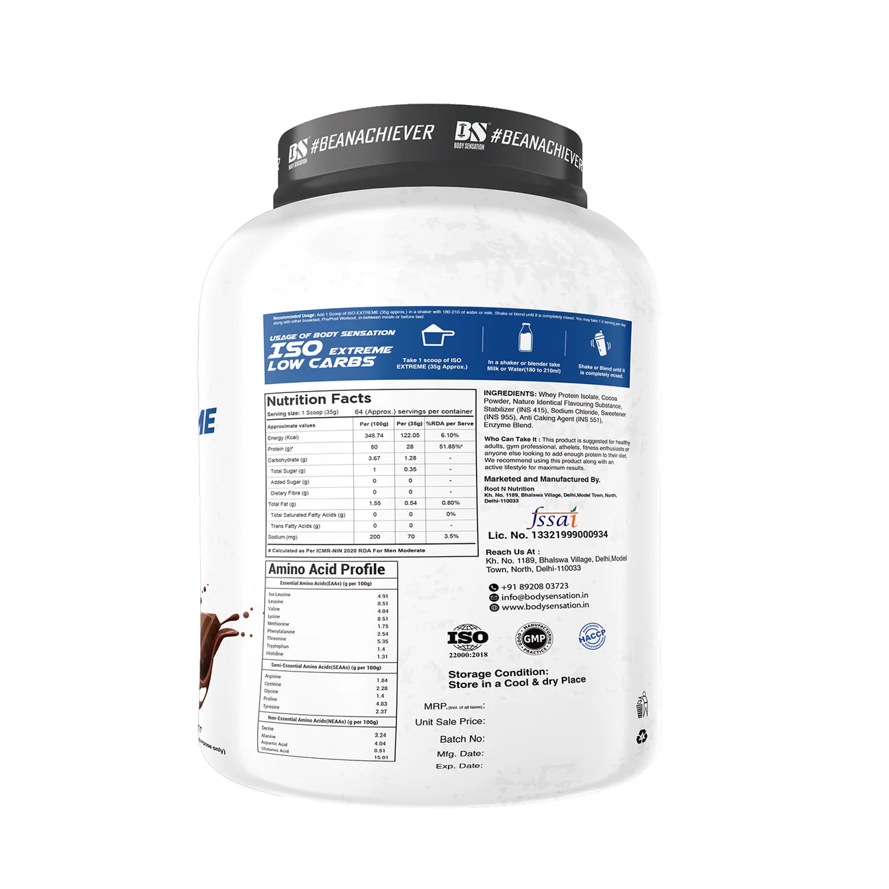 Bidy Sensation Isolate Whey protein nutrition value