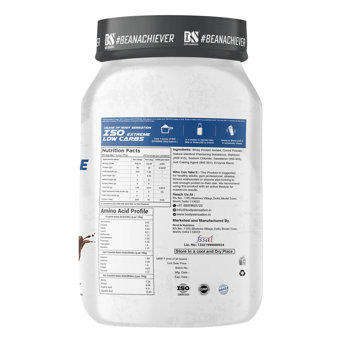 Body Sensation Isolate Nutrion Value