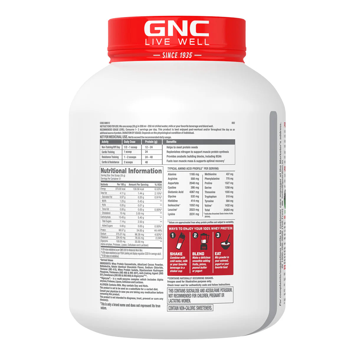 Gnc pro performance 100% whey 1.81 kg (4 lbs)