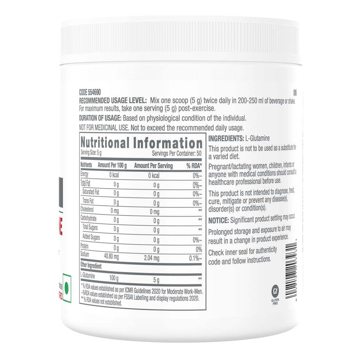 Gnc L-Glutamine 250g