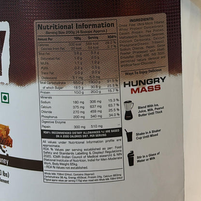Hungry nutrition mass gainer 4.5kg (10 lbs)