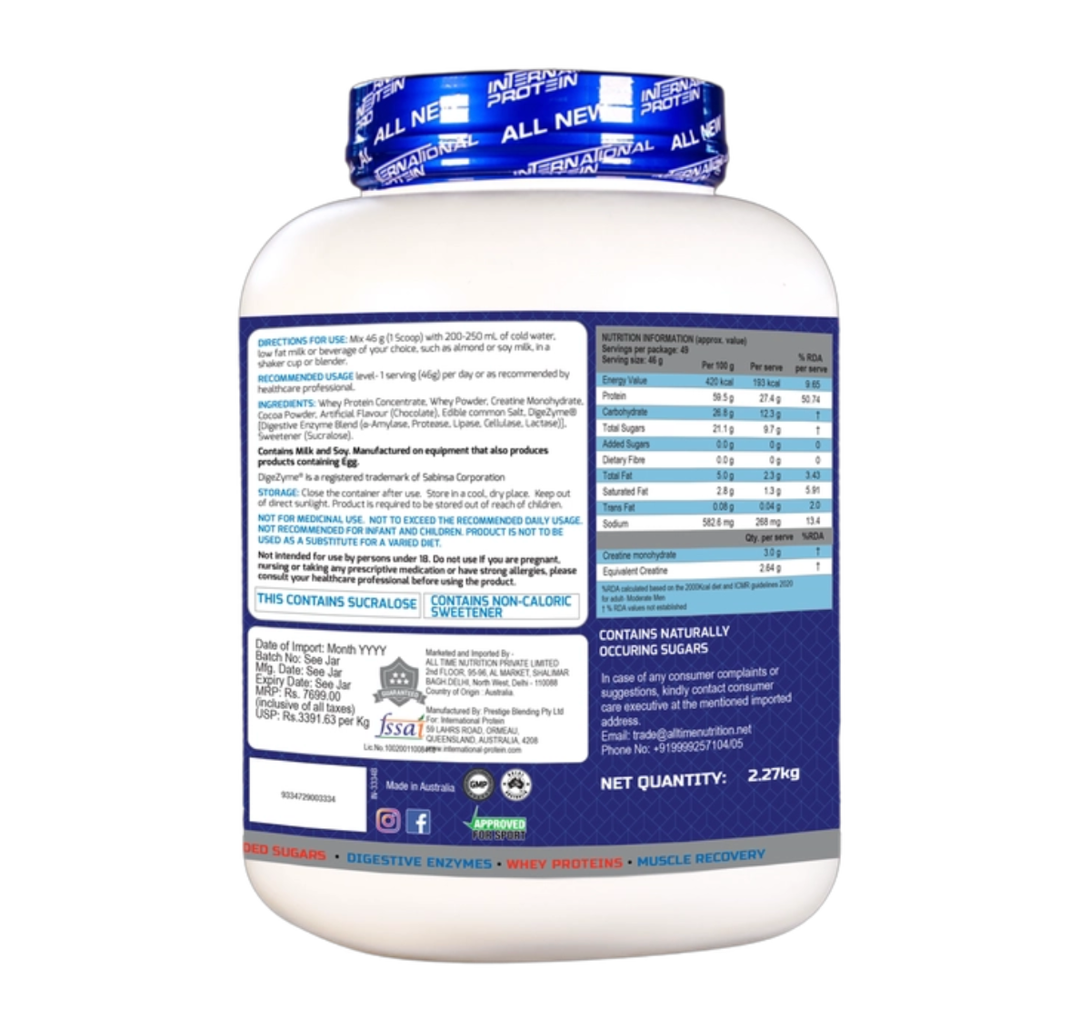 International protein Grow A Whey 2.27kg Nutrion Value