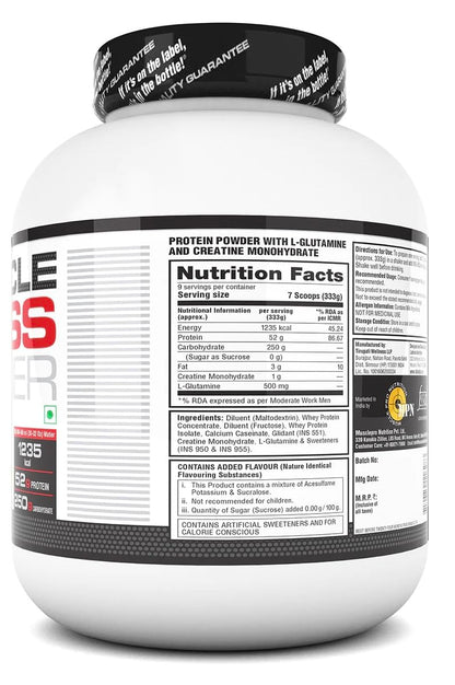 Labrada Muscle mass gainer 3kg (6.61 lbs.) Nutrition facts
