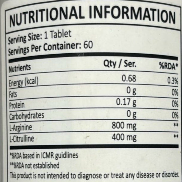 Lion Labz L arginine+citrulline 60 Tablets 