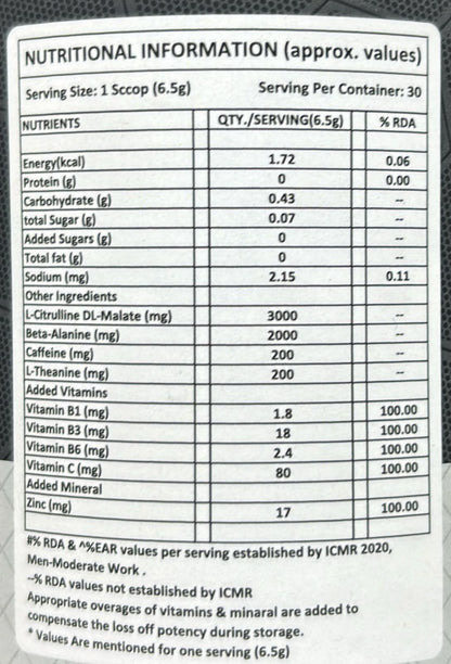 Lust labz Tapout Pre-workout 195g