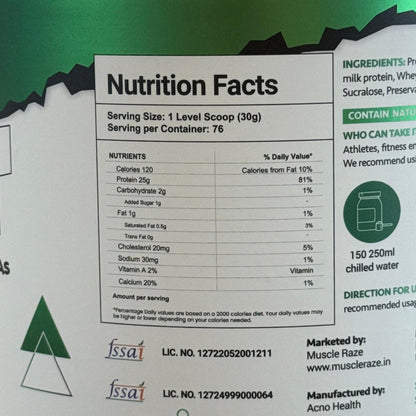 Muscle Raze Whey Protein Nutrition Value