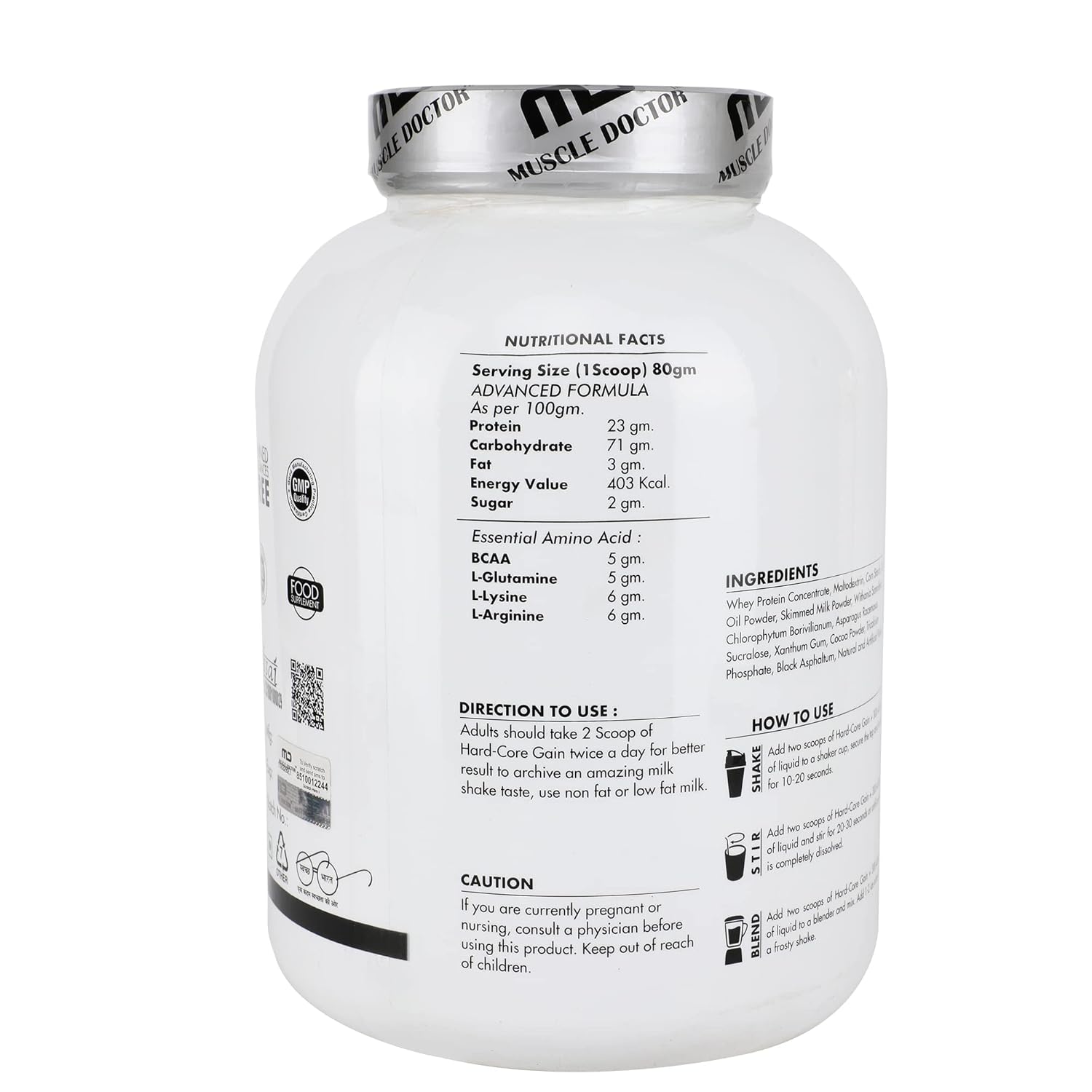 Muscle doctor Hardcore pro weight gainer 2.5kg (5.5lbs)