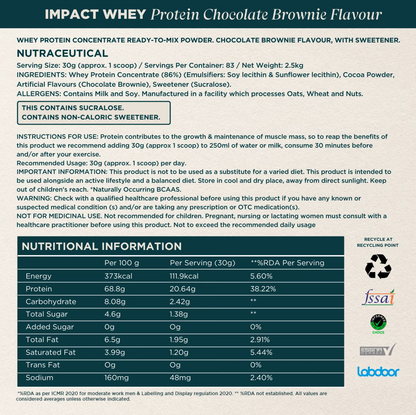 Myprotein Impact Whey Protein 2.5kg Nutrition Info