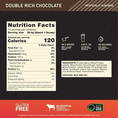 ON Gold standard 100% whey 2.27kg (5 lb) Nutrition Value