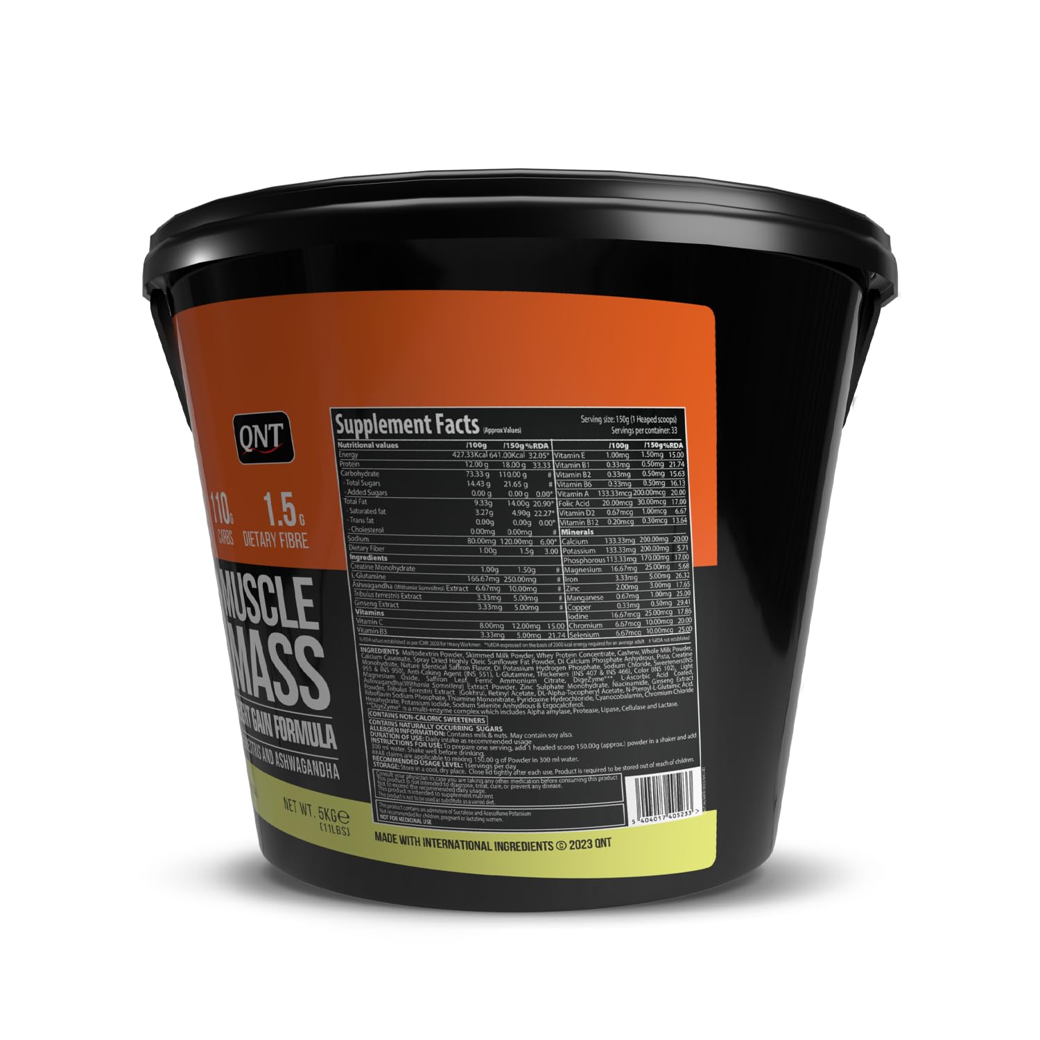 Qnt Muscle mass gainer 5kg (11lbs) Nutrition Facts
