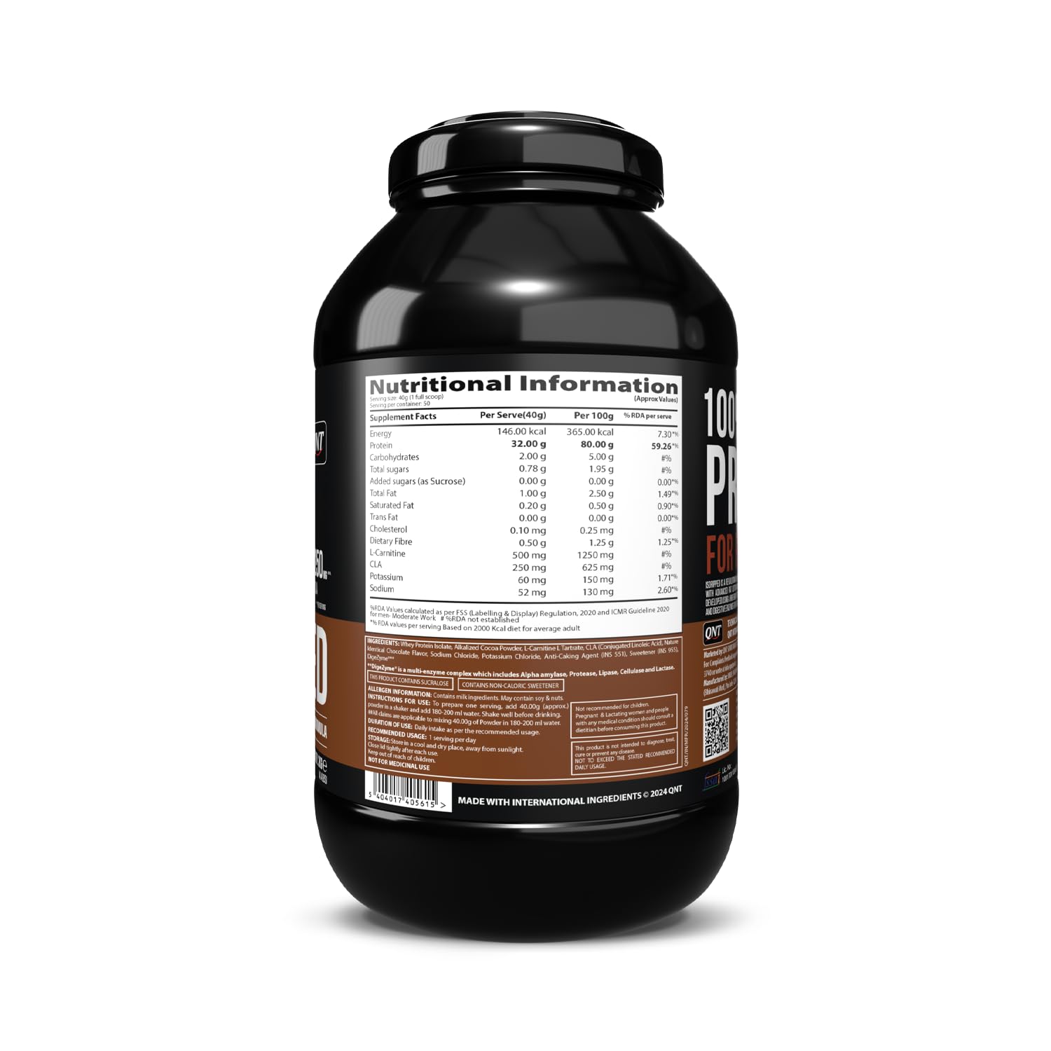 QNT ISO Ripped Whey Protein Isolate Powder 2kg Nutrition Value